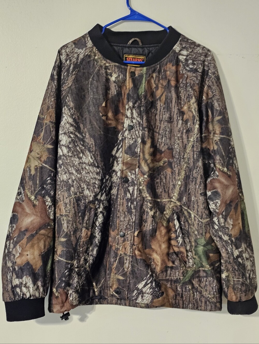 Vintage STEARNS Dry Wear Realtree Brown/Green Camo Snap Jacket Mens Size Medium